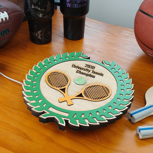 Wooden Tennis Ball Decorative Ornament