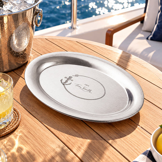 Nautical Anchor and Rope Metal Platter Engraving