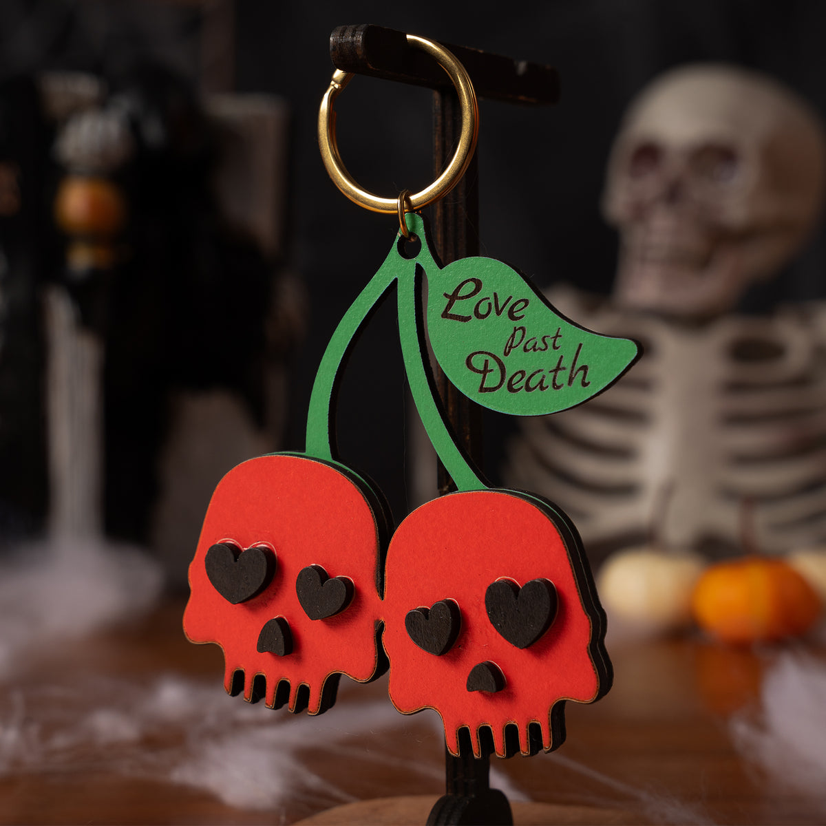 Halloween Skull Cherry Keychain