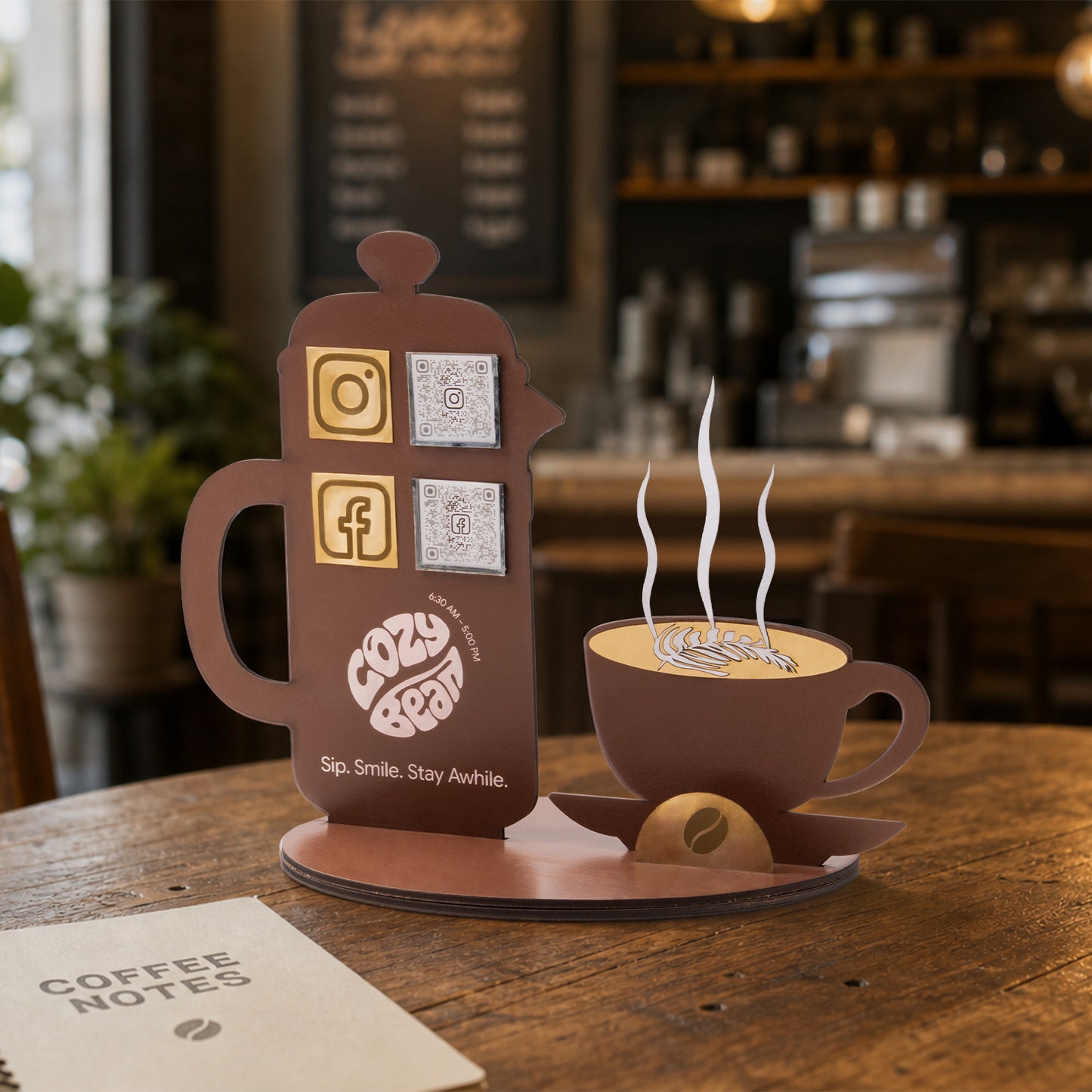 Coffee Shop QR Code Display Stand