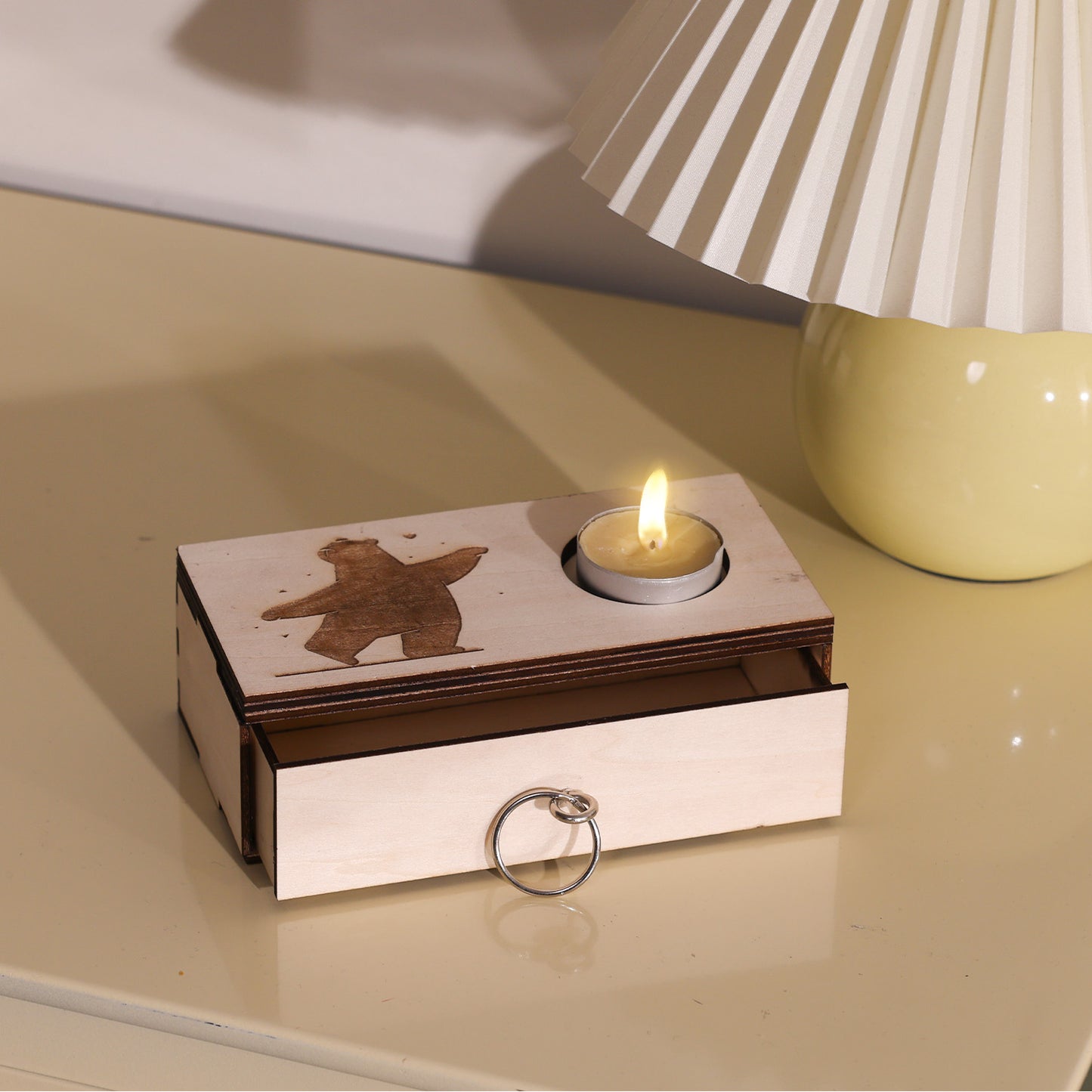 Wooden Bear Candle Holder