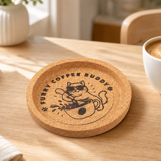 Cat-Themed Coffee Coaster Engraving