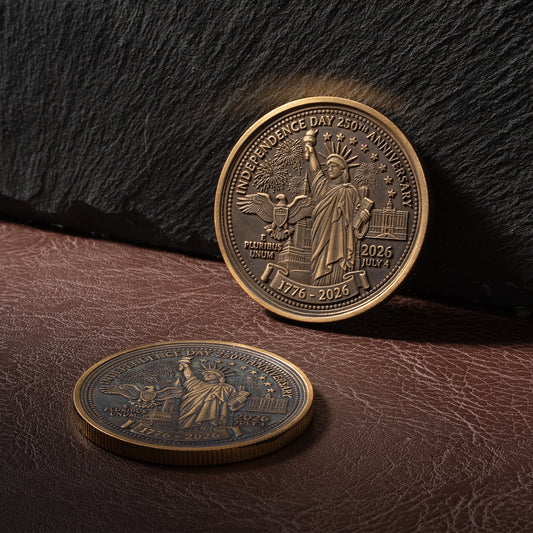 Independence Day Statue of Liberty Brass Coin Relief engraving