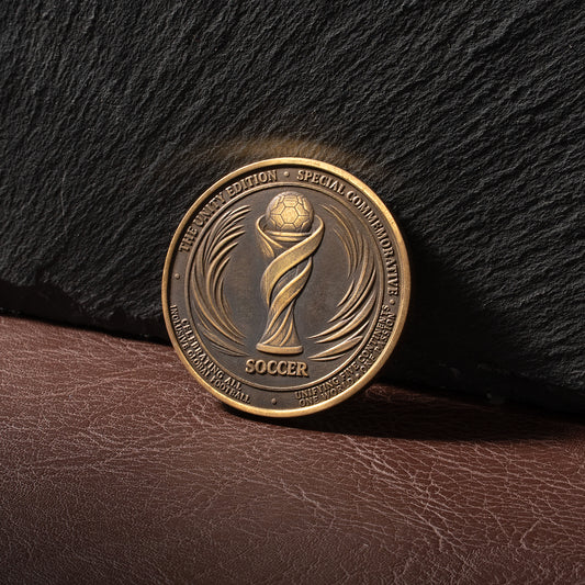 Soccer Trophy Brass Coin Relief engraving