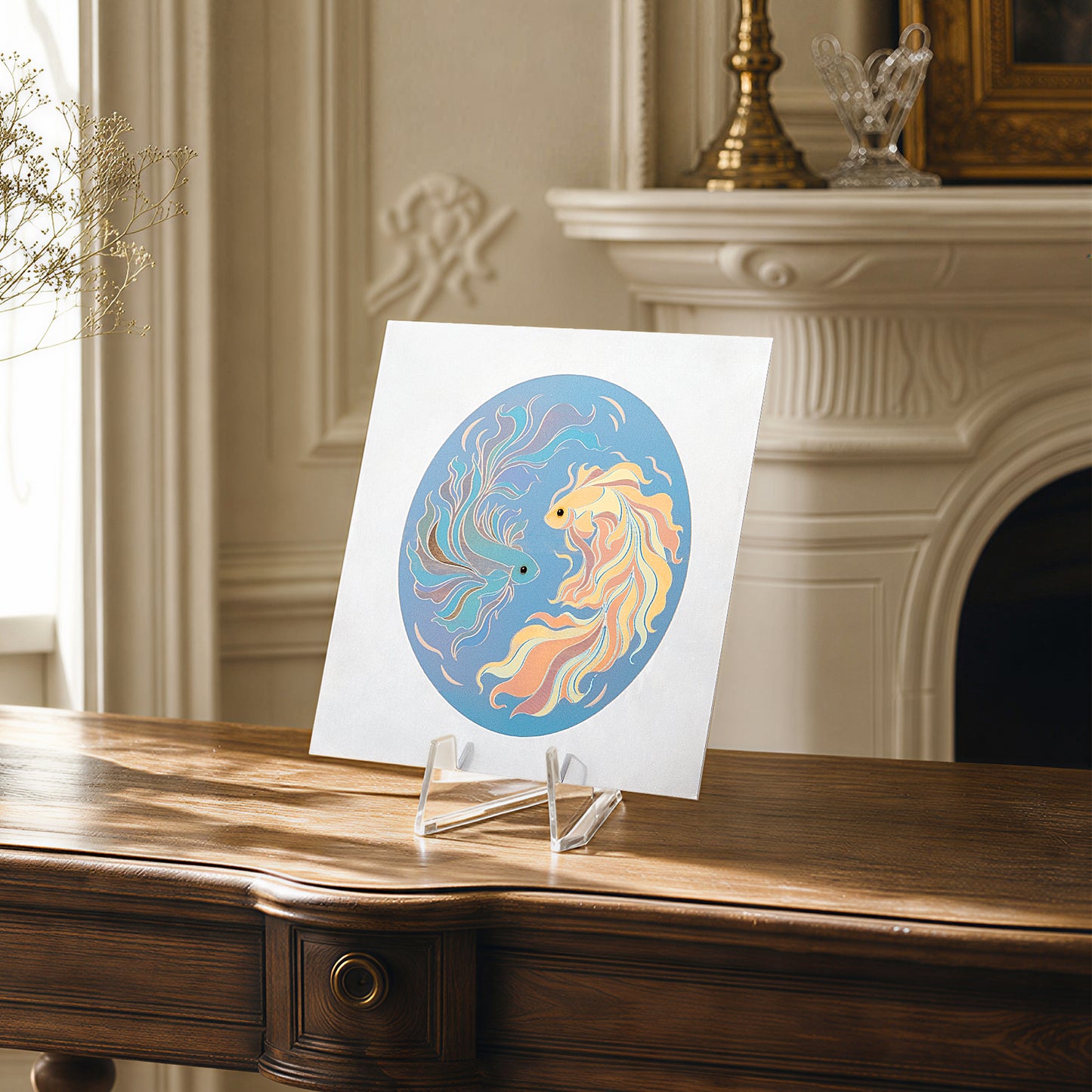 Yinyang Goldfish Stainless Steel Color Engraving