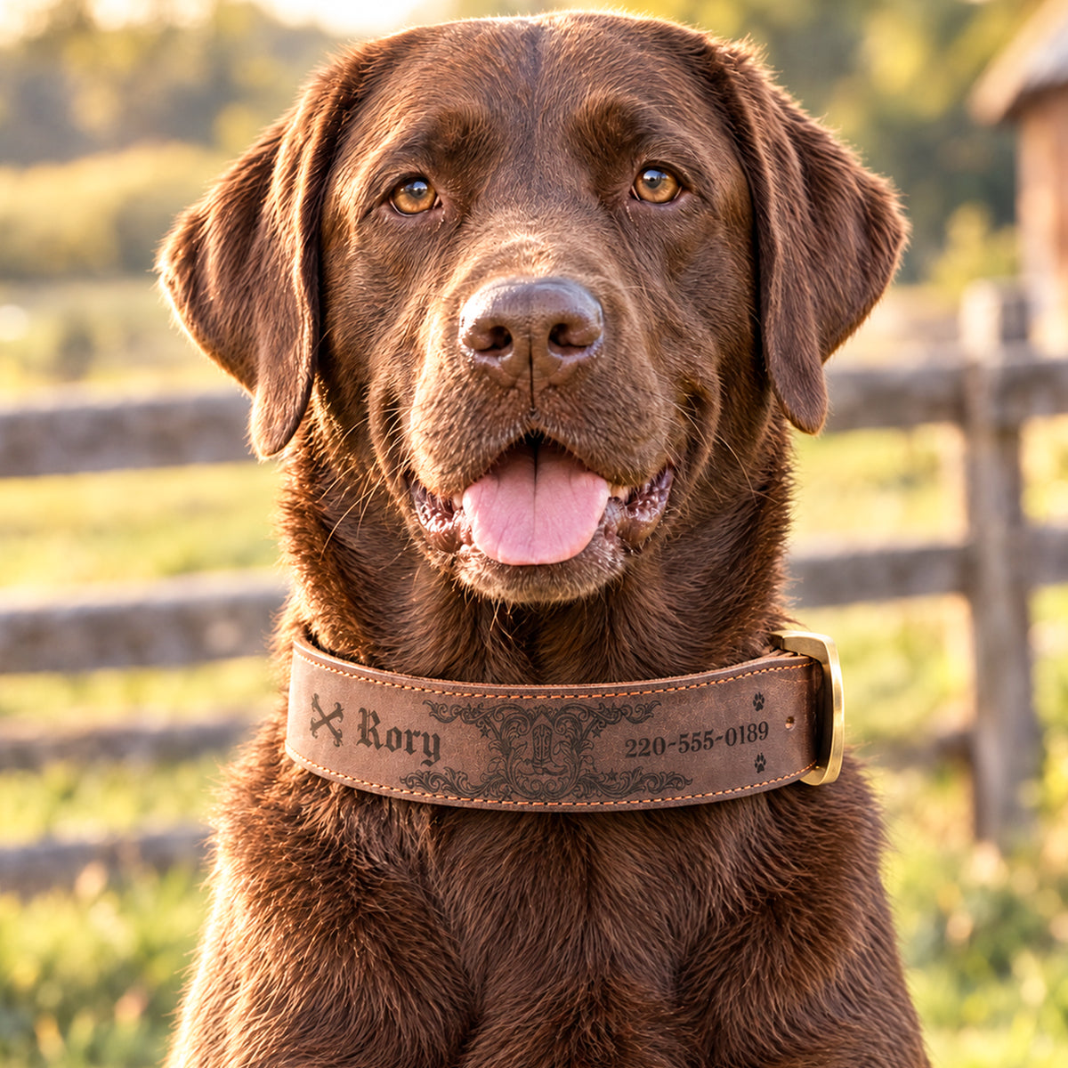 American Vintage Pattern pet collar engraving
