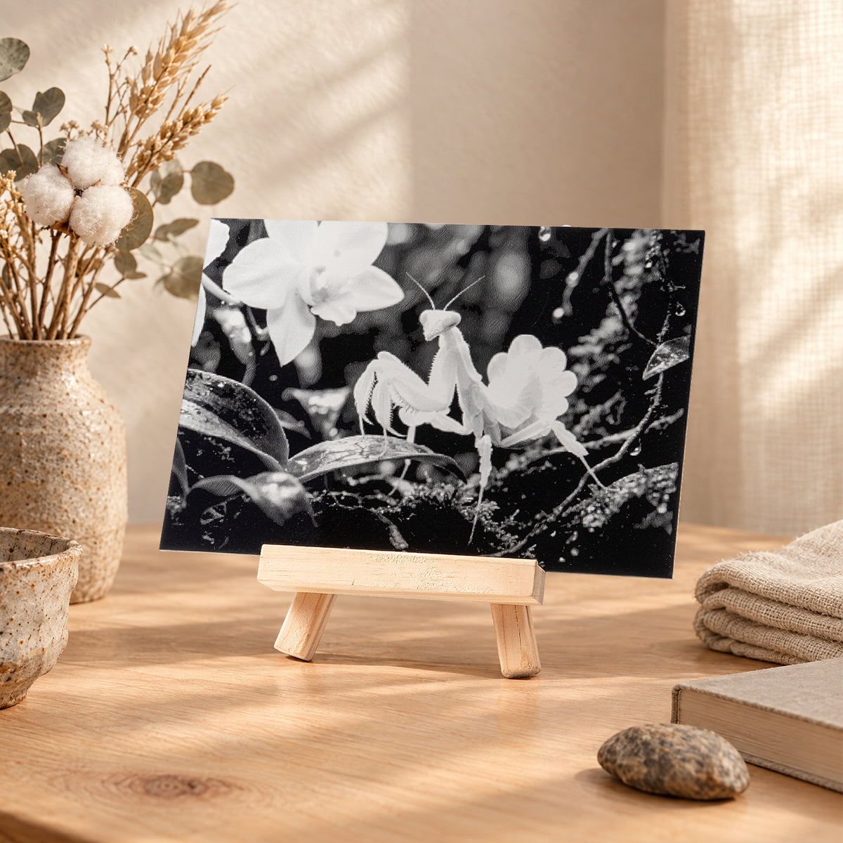 Mantis & Orchid Acrylic Engraved Decorative Art