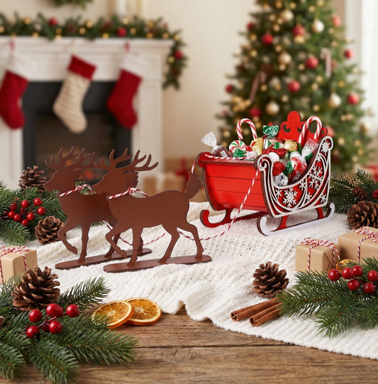 Christmas Themed Reindeer Sleigh Candy Box