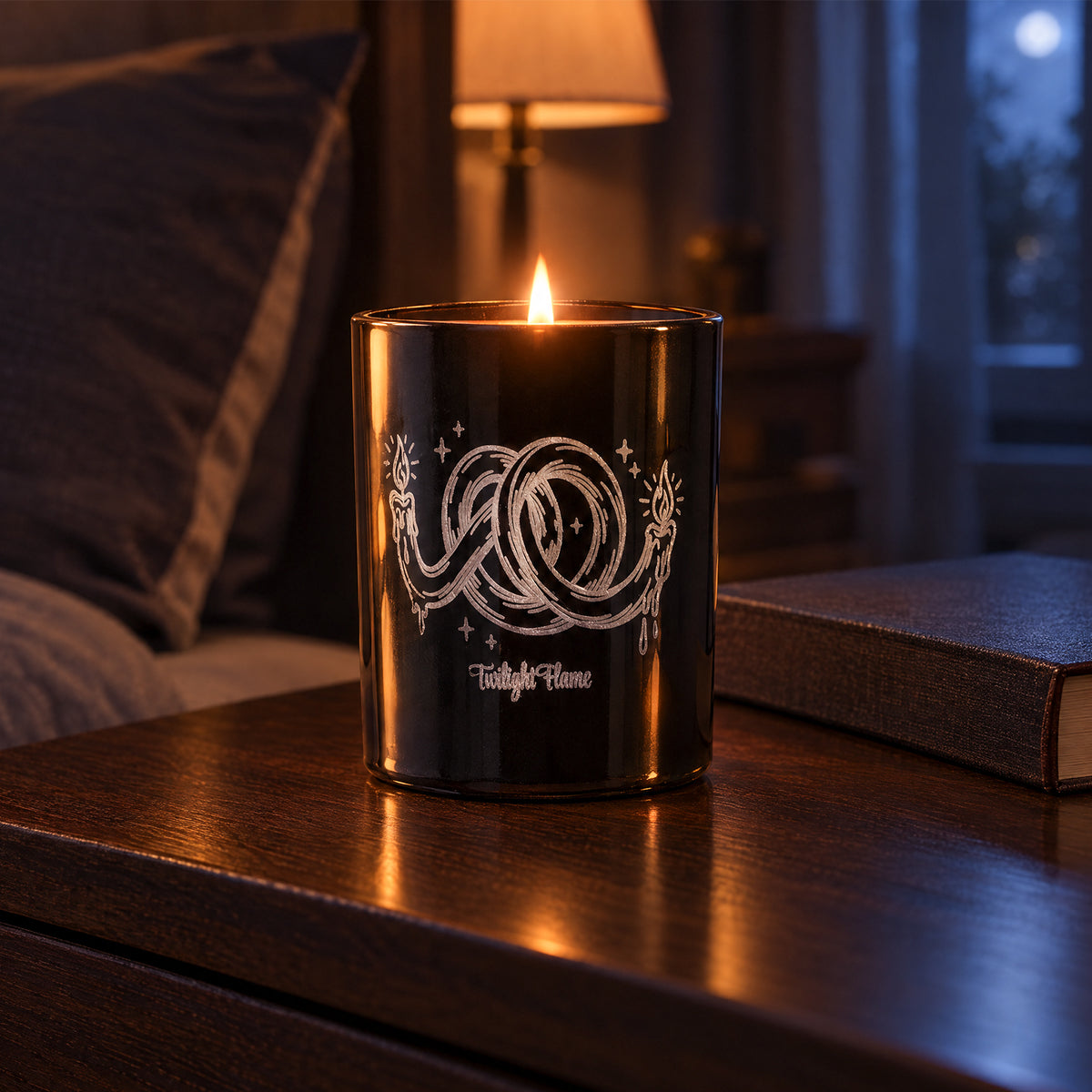 Twilight Flame Candle Holder Glass Engraving