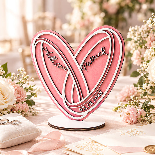Heart-Shaped Ring Wedding Table Stand Ornament