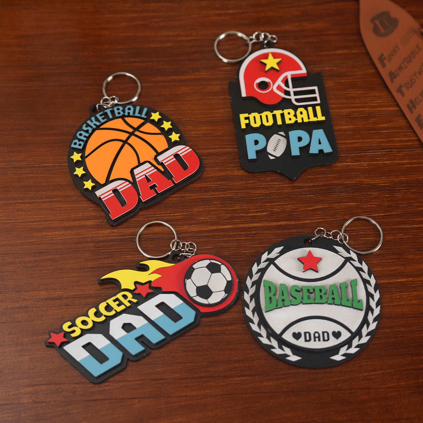 Fathers Day Ball Sports Keychain