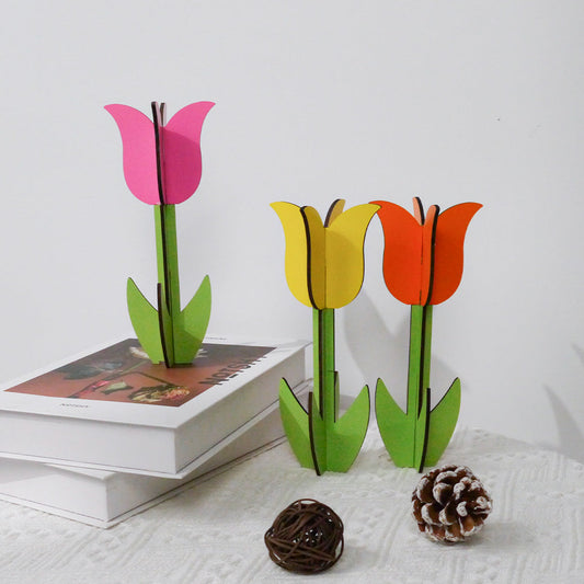 Wooden Flower Tulips Decor