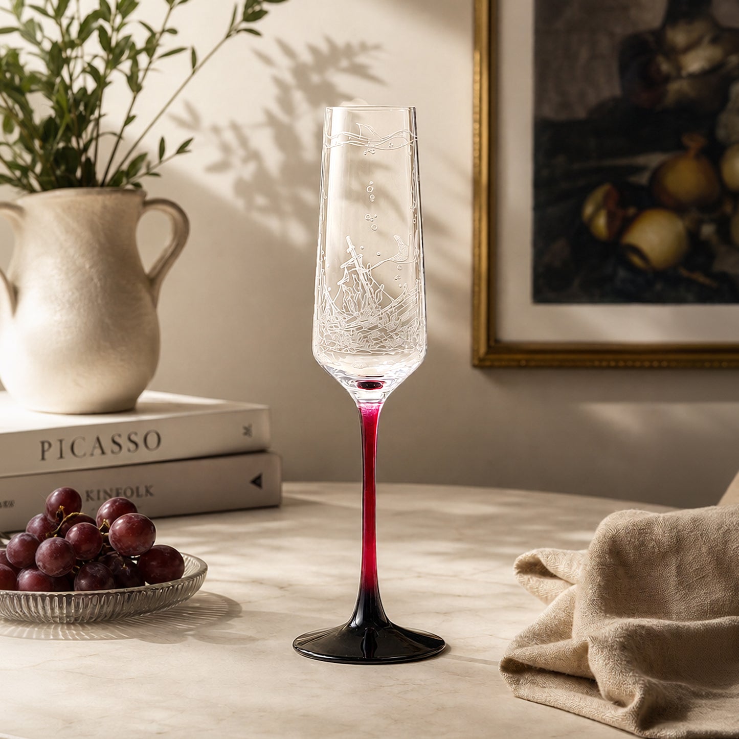 Ocean World Champagne Glass Engraving