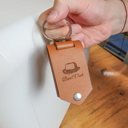 Father's Day Leather Photo Holder Keychain