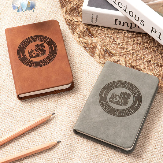 High School Emblem PU Leather Notebook engraving
