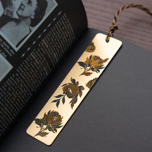 Brass Floral Engraved Bookmark