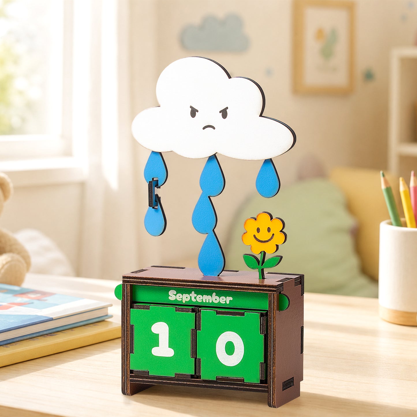 Smiling Flower Rainy Day Desktop Calendar