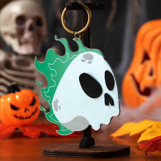 Halloween Skull Fire Bag Charm