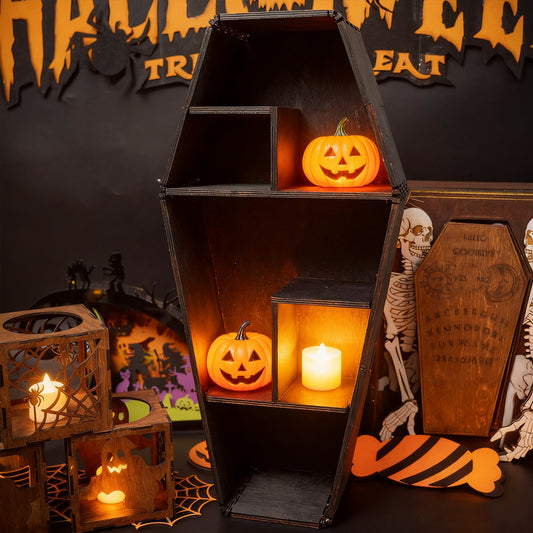 Wooden Halloween Coffin Cabinet