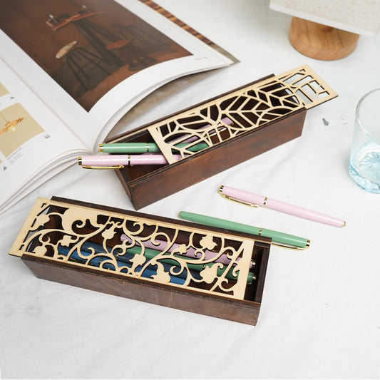 Wooden pull-out pencil case