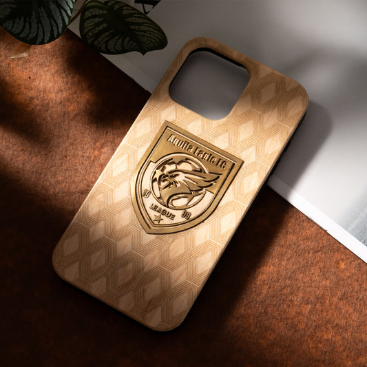 Soccer Brass Inlay Phone Case Engraving