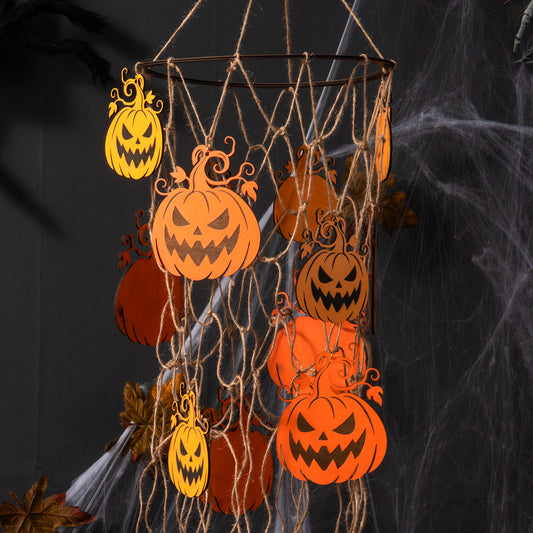 Evil Pumpkin Halloween Hanging Decoration with twine rope