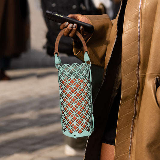 Leather cutout tote bag