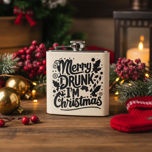 Christmas Leather Flask Engraving