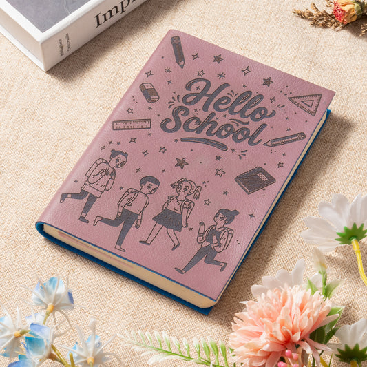 School illustration leather notebook Engraving