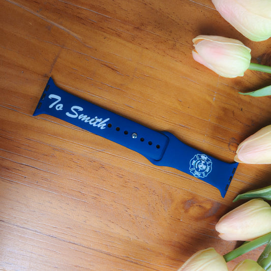Father's Day Firefighter Engraved Silicone Strap