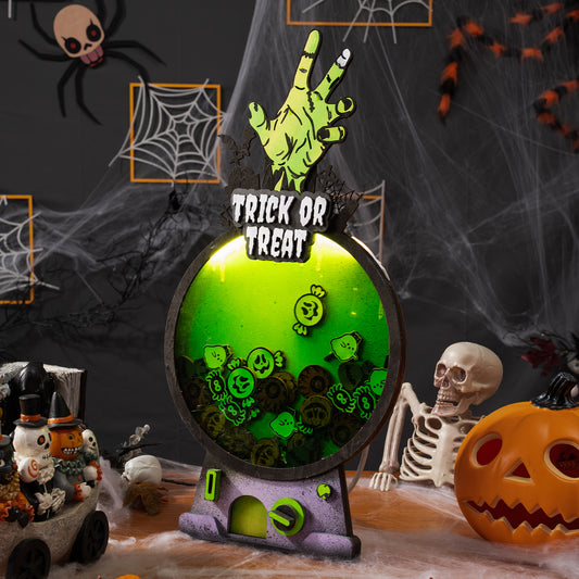 Halloween Trick-or-Treat Zombie Hand Wooden Gashapon Machine