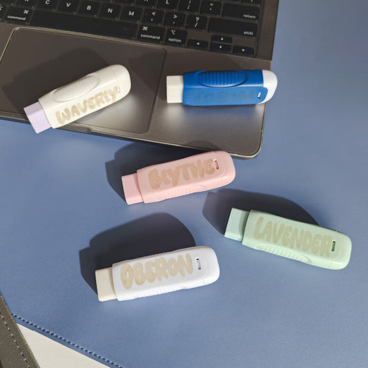 Back-to-school eraser engraving