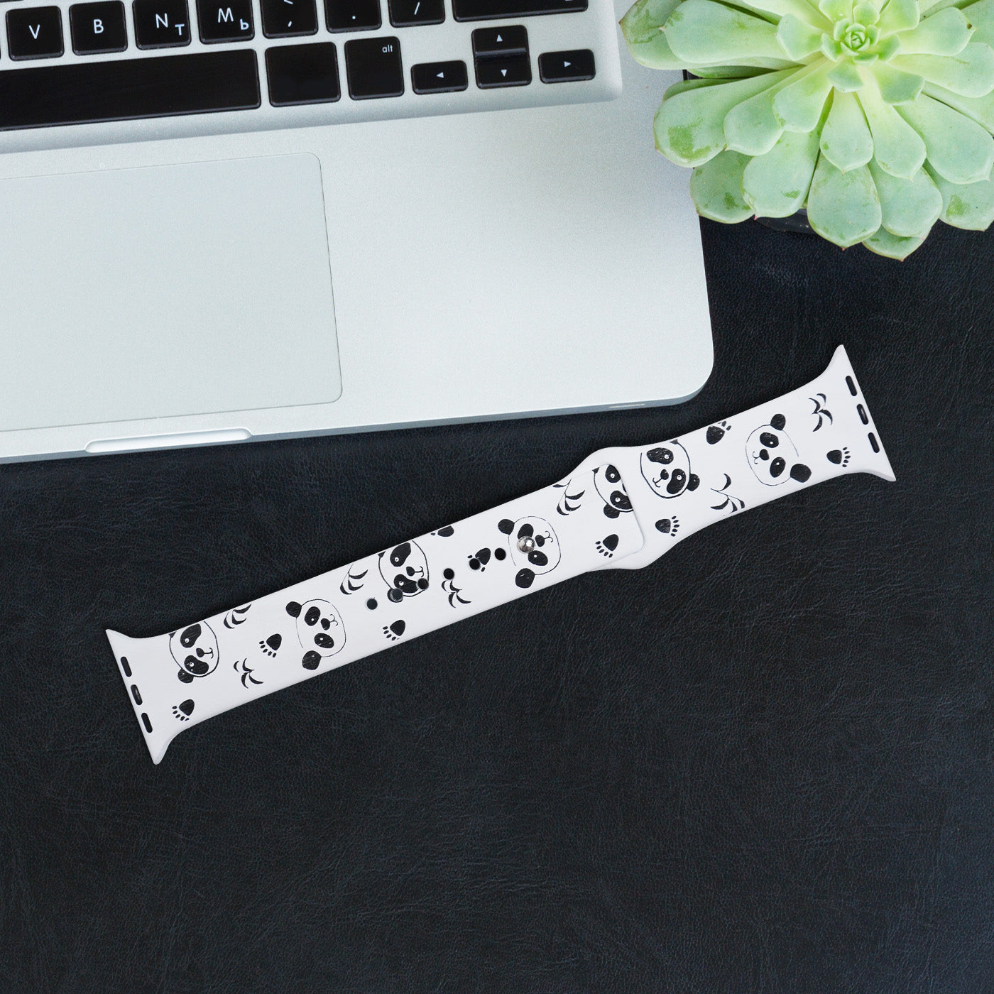 Cute Panda Silicone Watchband Engraving