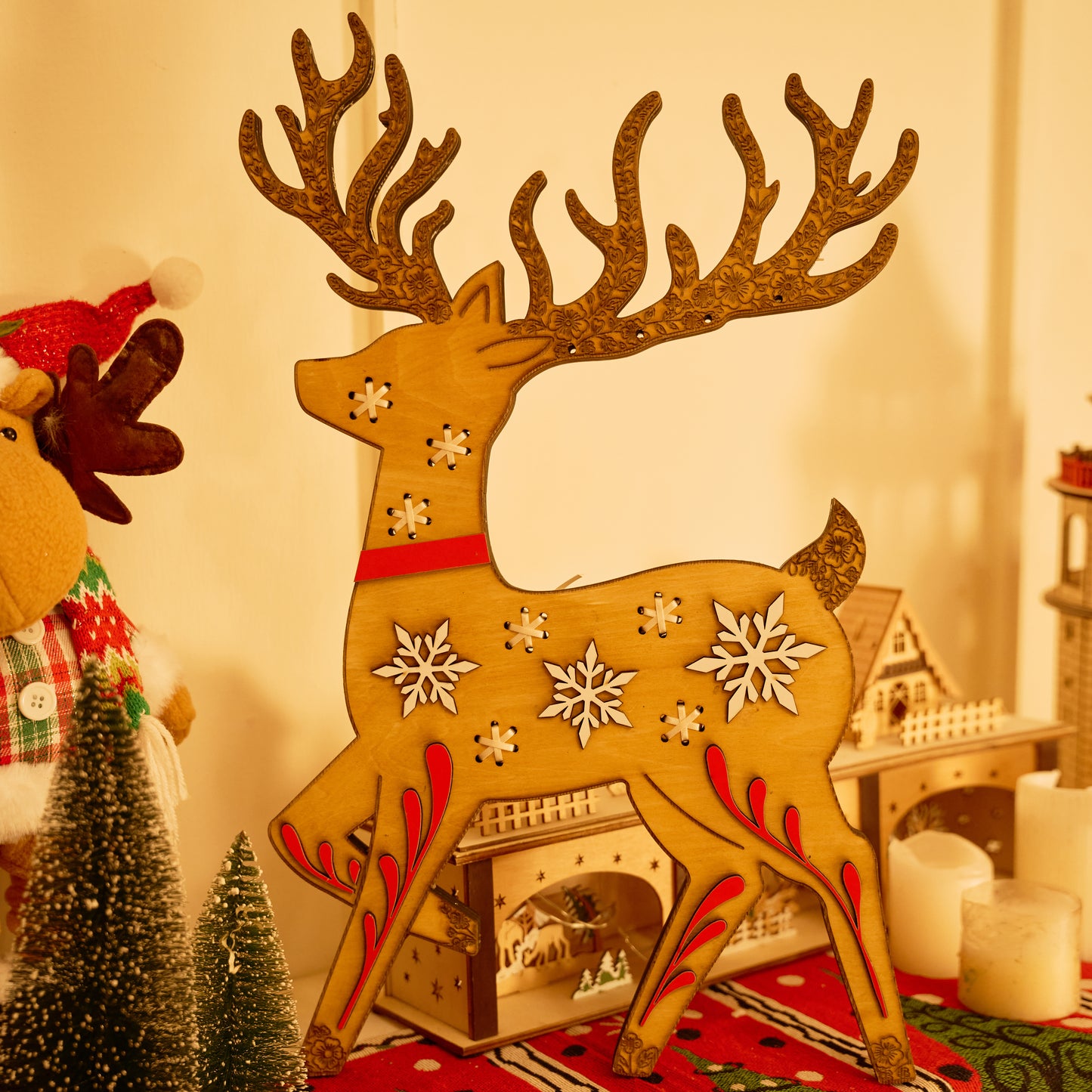 Christmas Reindeer Wooden Ornament