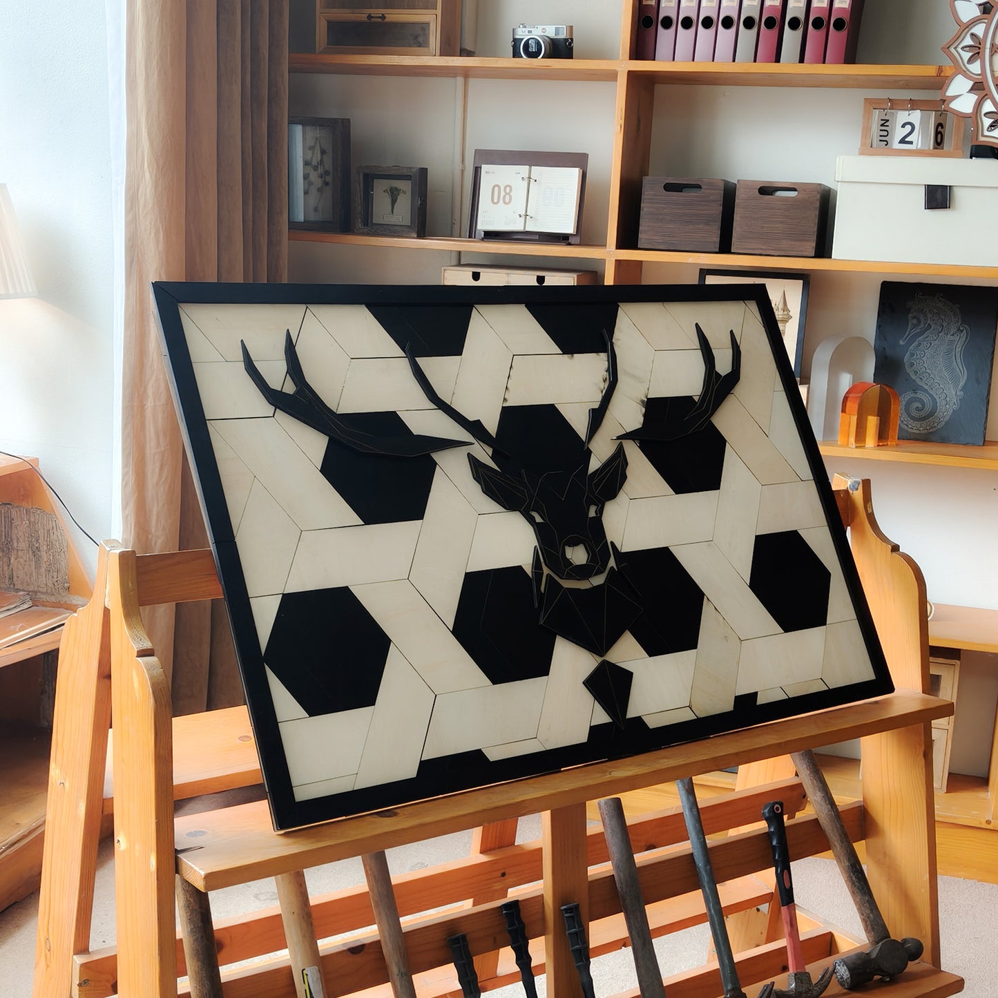 Deer head collage decoration painting