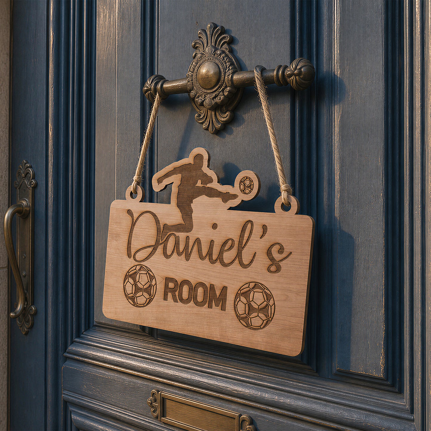 Soccer Wooden Door Room Sign Cutting Engraving