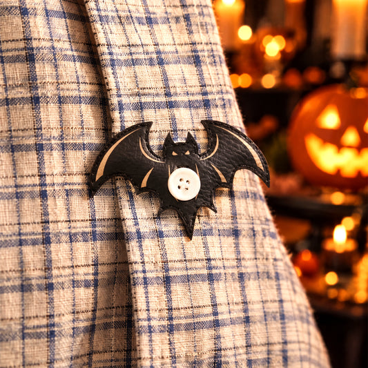 Halloween Bat-Shaped Leather Button Cover
