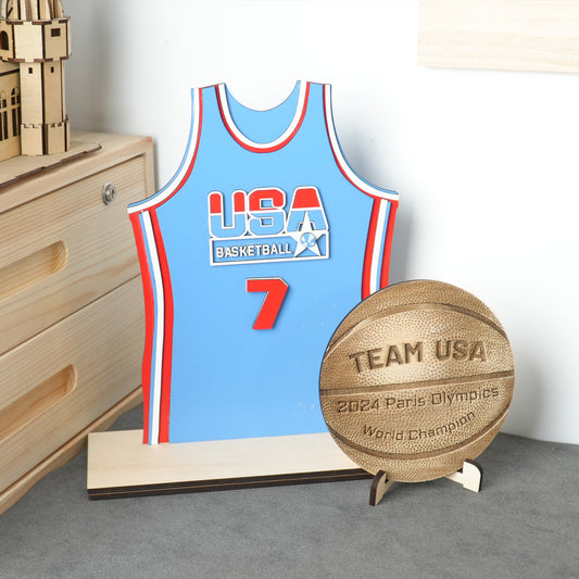 Wooden Team USA Basketball Ornament