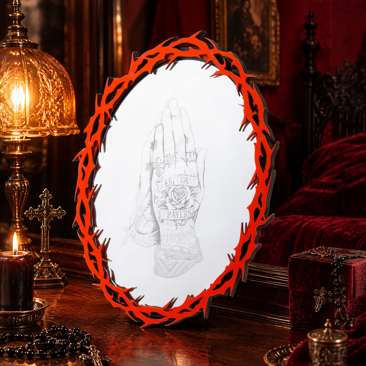 Mirror "Praying Hands"Engraving