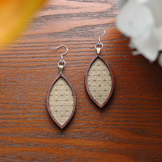 Fine Engraving Wooden Leaf Earrings