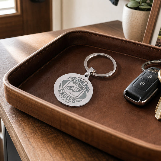 Football Team Logo Stainless Steel Keychain Engraving