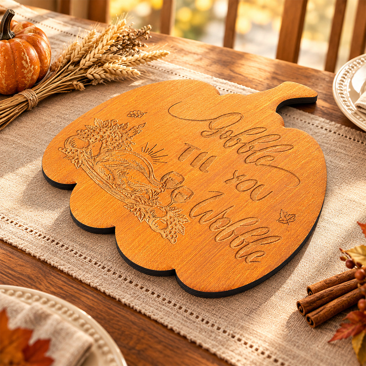 Gobble Til You Wobble Thanksgiving Platter Board