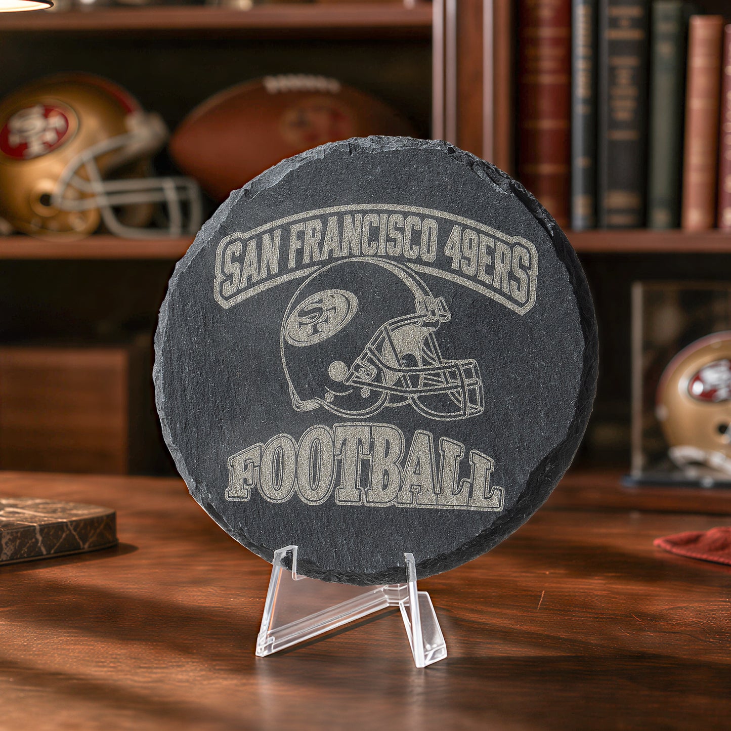 Football Team Logo Stone Coaster Engraving