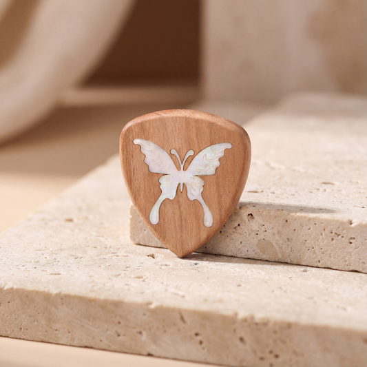Solid Wood & Mother-of-Pearl Butterfly-Pattern Inlay