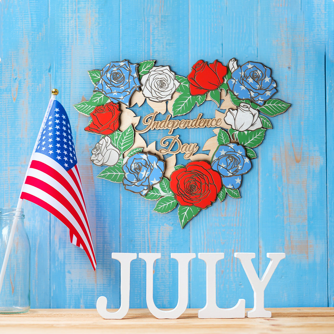 Independence Day Heart shaped wreath