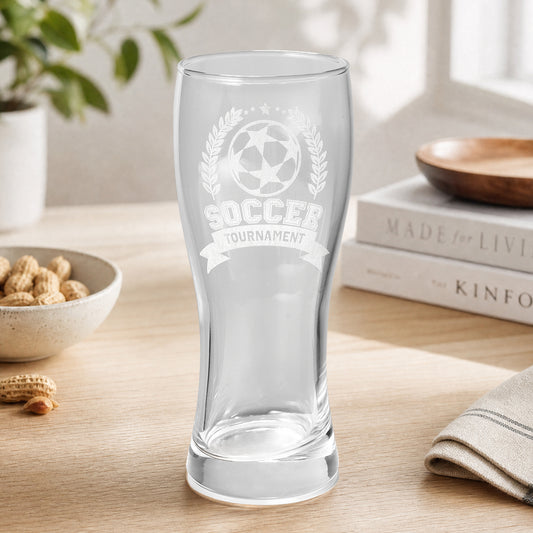 Soccer Match Beer Glass Engraving
