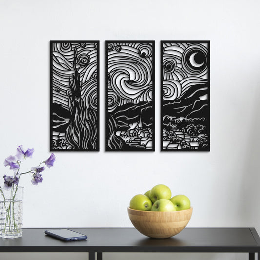 Starry Night Moon Wall Art Decoration