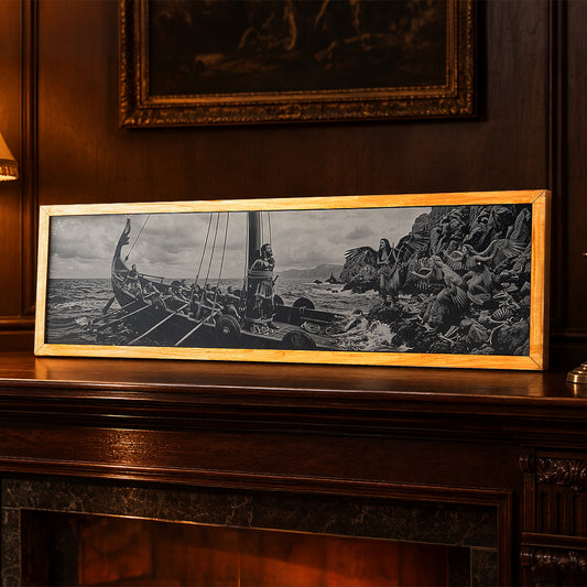 Odysseus and the Sirens Large Aluminum Relief Engraving