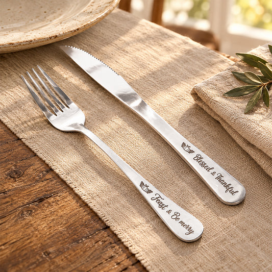 Thanksgiving Tableware Cutlery Engraving
