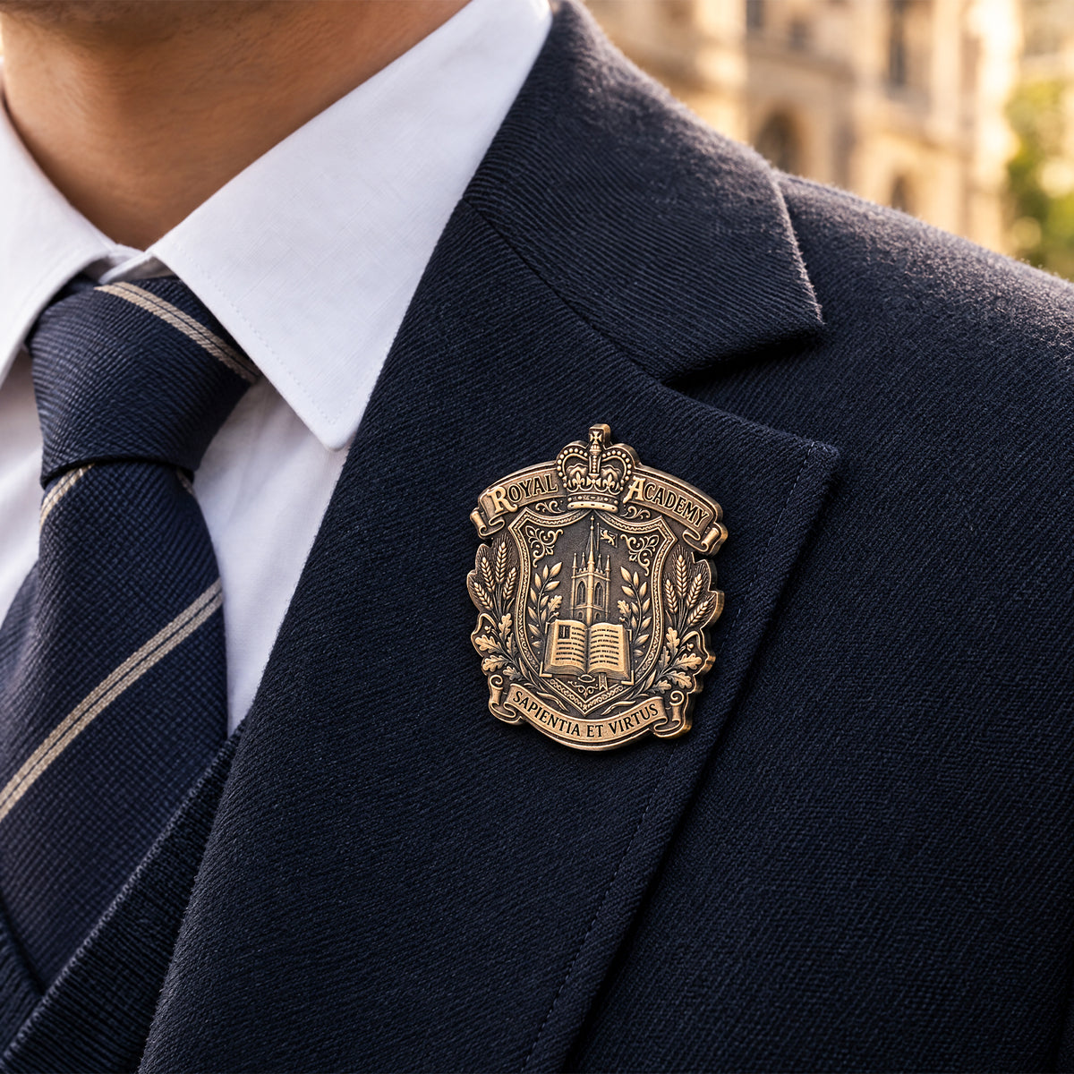 Brass School Badge Emblem Relief Engraving